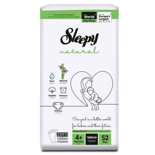Слипи Натурал подгузники Double Jumbo Pack Maxi Plus р.4+ (9-16 кг.) 52 шт