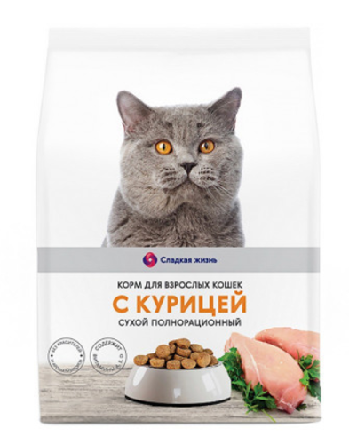 Корм Сухой для Взрослых Кошек Курица 350г Сладкая Жизнь