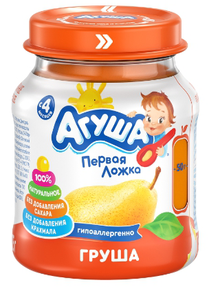 Пюре АГУША грушевое для детского питания с 4х мес. 100г
