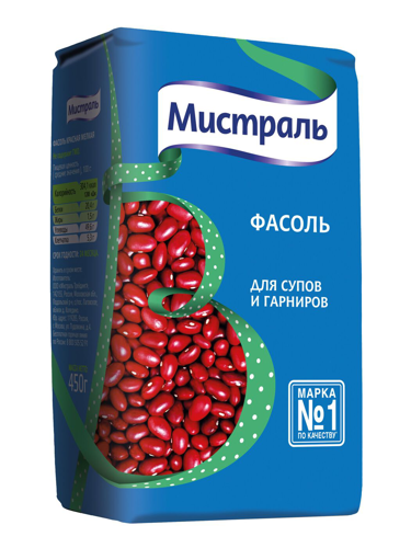 Фасоль красная мелкая для супов и гарниров Мистраль 450г.