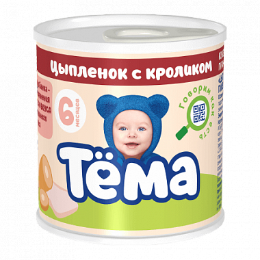 Тема пюре мясное цыпленок с кроликом 90г