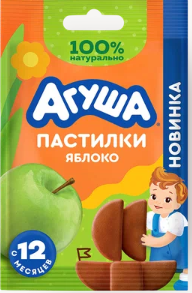 Пастилки АГУША "Яблоко" фруктовые 12 г