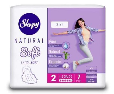 Прокладки гигиенические SLEEPY "Natural Soft" длинные 7 шт