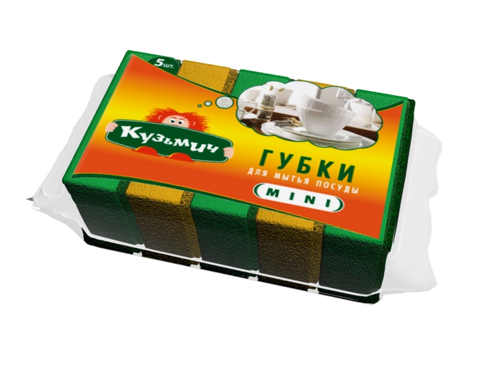 Губка КУЗЬМИЧ "Mini" для мытья посуды 5 шт