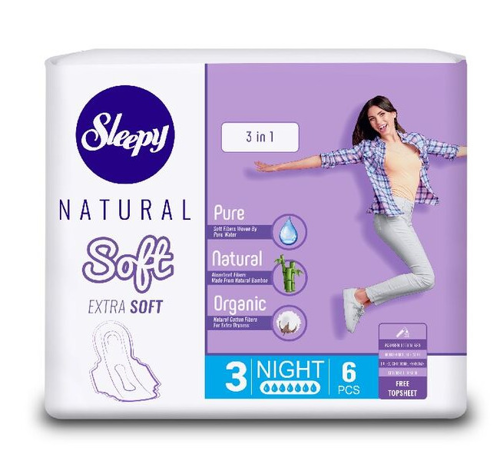 Прокладки гигиенические SLEEPY "Natural Extra Soft Классик" ночные 6 шт