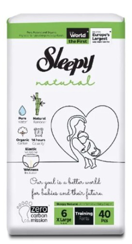 SLEEPY Natural Подгузники-трусики XLarge р. 6 (15-25 кг) уп. 40