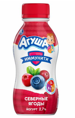 Йогурт Питьевой Агуша Черника-брусника-клюква 2,7% 180г