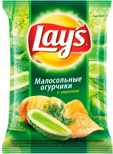 Чипсы Lays Малосольные Огурчики с Укропом 140г