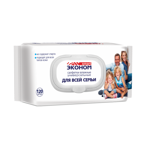 Салфетки влажные SMART "Эконом" для всей семьи универсальные 120 шт.