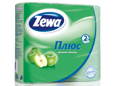 Бумага туалетная ZEWA Плюс 2х-слойная яблоко 4 рул.