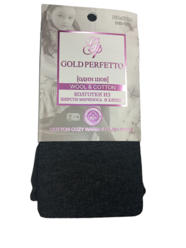 Колготки Gold perfetto подростковые из шерсти мериноса и хлопка р. 140-152 темно-серые