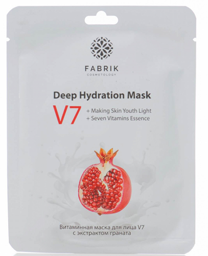 Маска для лица FABRIK COSMETOLOGY "V7" тканевая витаминная, с экстрактом граната 30 г