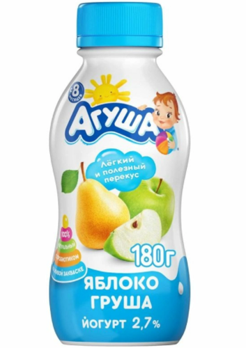 Йогурт Питьевой Агуша Груша Яблоко 2,7% 180г