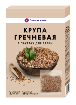 Крупа Гречневая в Пакетах для Варки 400г Сладкая Жизнь