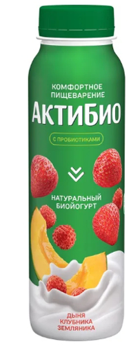 Биойогурт Питьевой Актибио Дыня Клубника Земляника 1,5% 260г