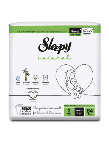 Слипи Натурал подгузники Double Jumbo Pack Mini р.2 (3-6кг.) 84 шт