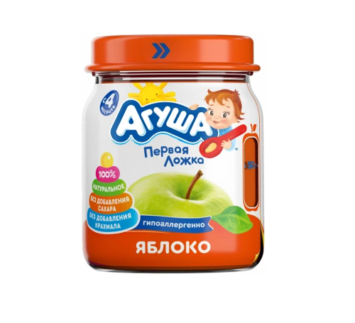 Пюре АГУША яблочное для детского питания с 4х мес. 100г