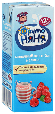 Коктейль ФрутоНяня Молоко Малина 200мл