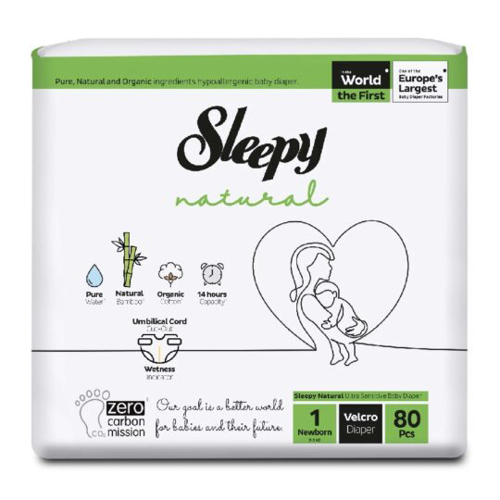 Слипи Натурал подгузники Double Jumbo Pack Newborn р.1 (2-5кг.) 80 шт