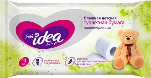 Бумага туалетная FRESH IDEA влажная, увеличенный размер 13х18 см 40 шт
