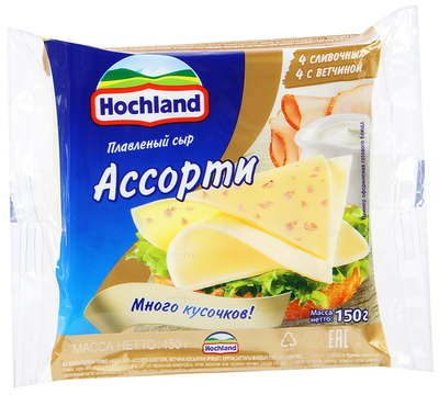 Сыр Hochland Плавленый Ассорти Ломтики 45% 150г