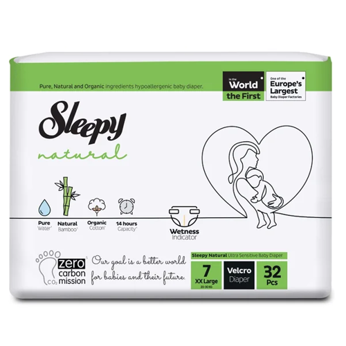 Слипи Натурал подгузники Double Jumbo Pack XXLarge р.7 (20-30кг.) 32 шт