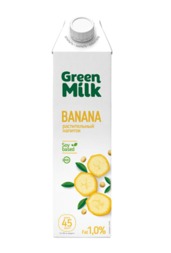 Напиток GREEN MILK соевый со вкусом банана 1 л