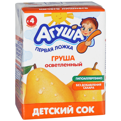 Сок детский АГУША груша осветленный с 4х мес. 200мл