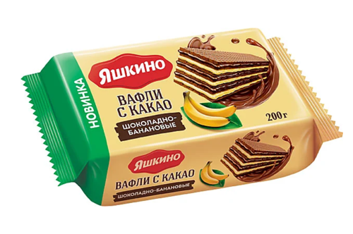 Вафли Яшкино шоколадно-банановые 200гр